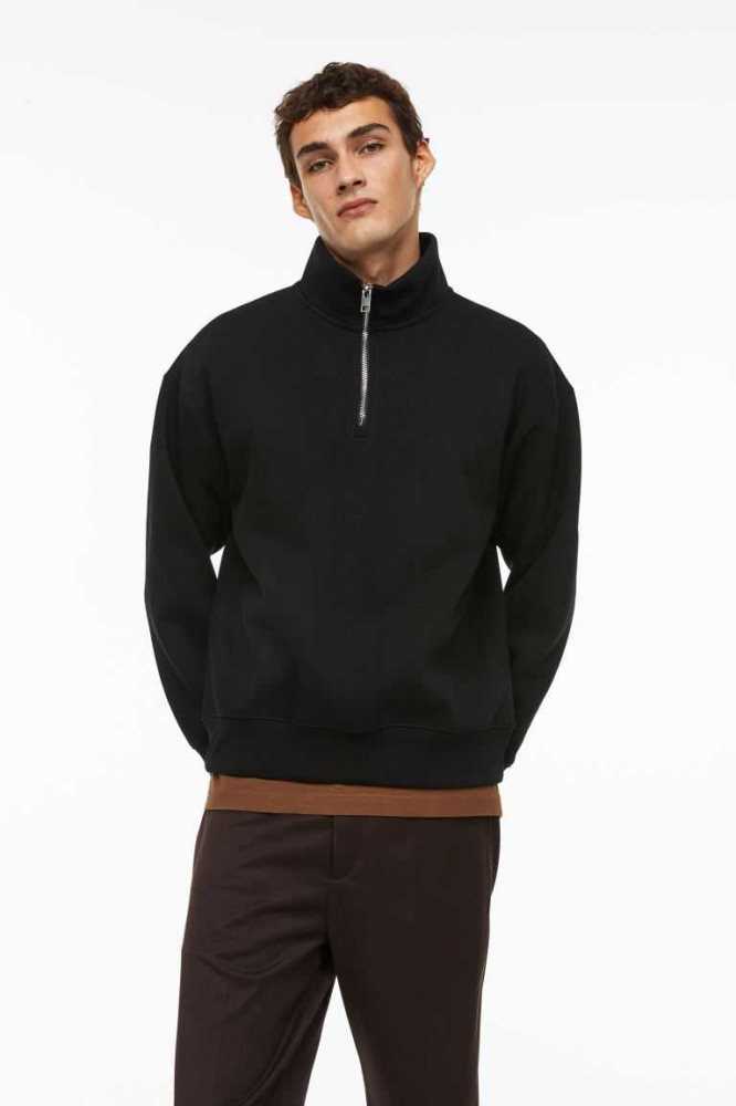 H&M Relaxed Fit Half-zip Sweatshirt Herren Dunkelbeige | 0679-LOEXS