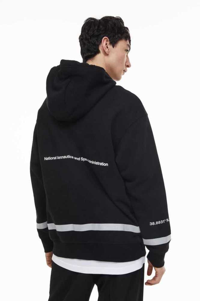 H&M Relaxed Fit Hoodie Herren Schwarz | 6487-XHISC