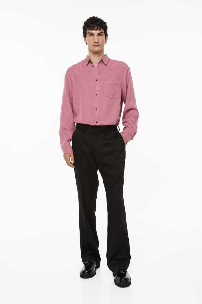 H&M Relaxed Fit Lyocell Hemd Herren Rosa | 0254-ZBOLQ