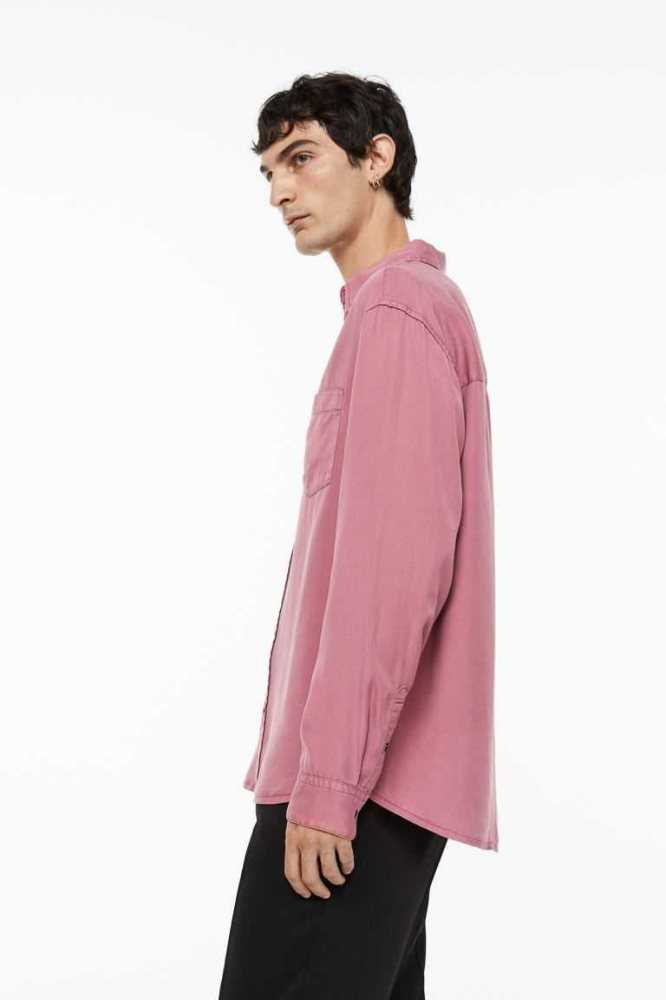 H&M Relaxed Fit Lyocell Hemd Herren Rosa | 0254-ZBOLQ