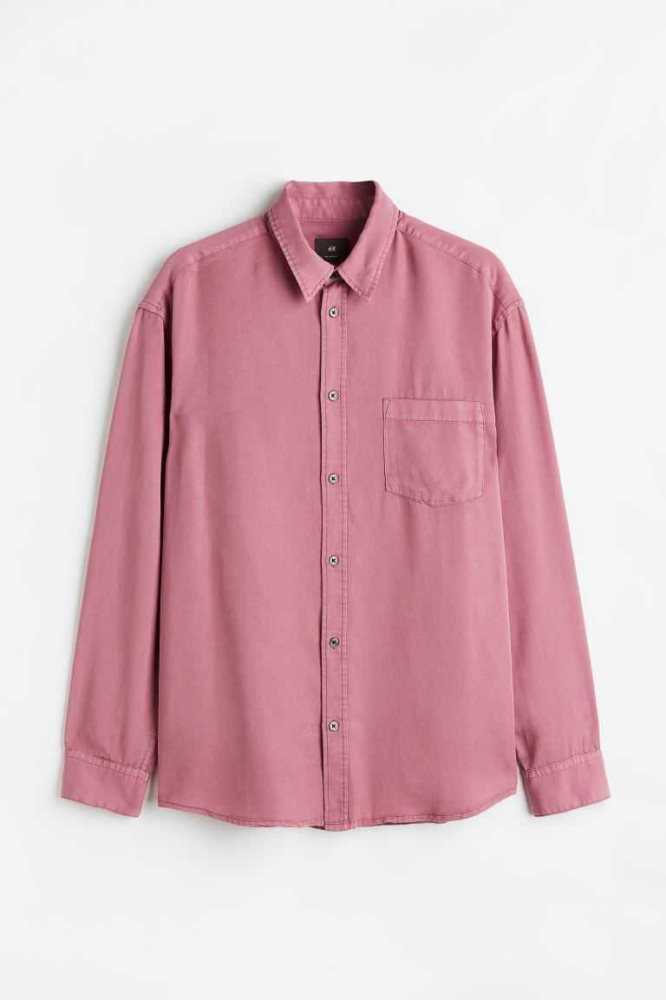 H&M Relaxed Fit Lyocell Hemd Herren Rosa | 0254-ZBOLQ