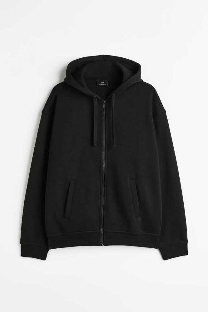 H&M Relaxed Fit Mit Kapuze Jacket Hoodie Herren Schwarz | 5709-YARGO