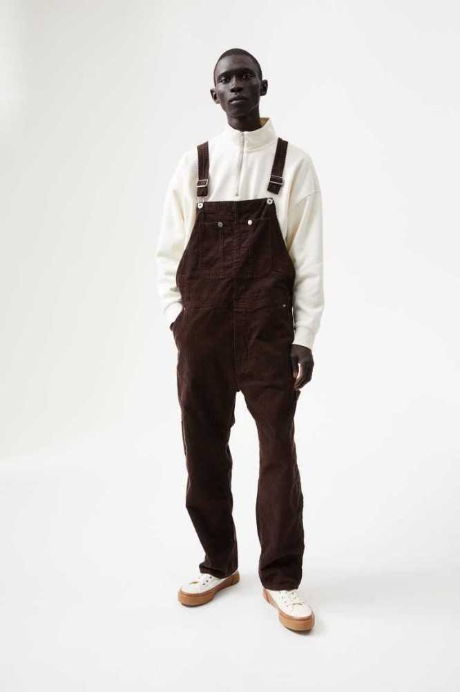 H&M Relaxed Fit Overalls Hose Herren Weiß | 0512-DQOMJ