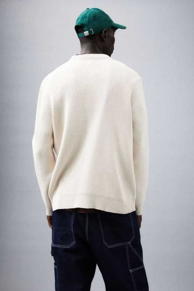 H&M Relaxed Fit Rib-knit Pullover Herren Hellbeige | 8290-QIAHV