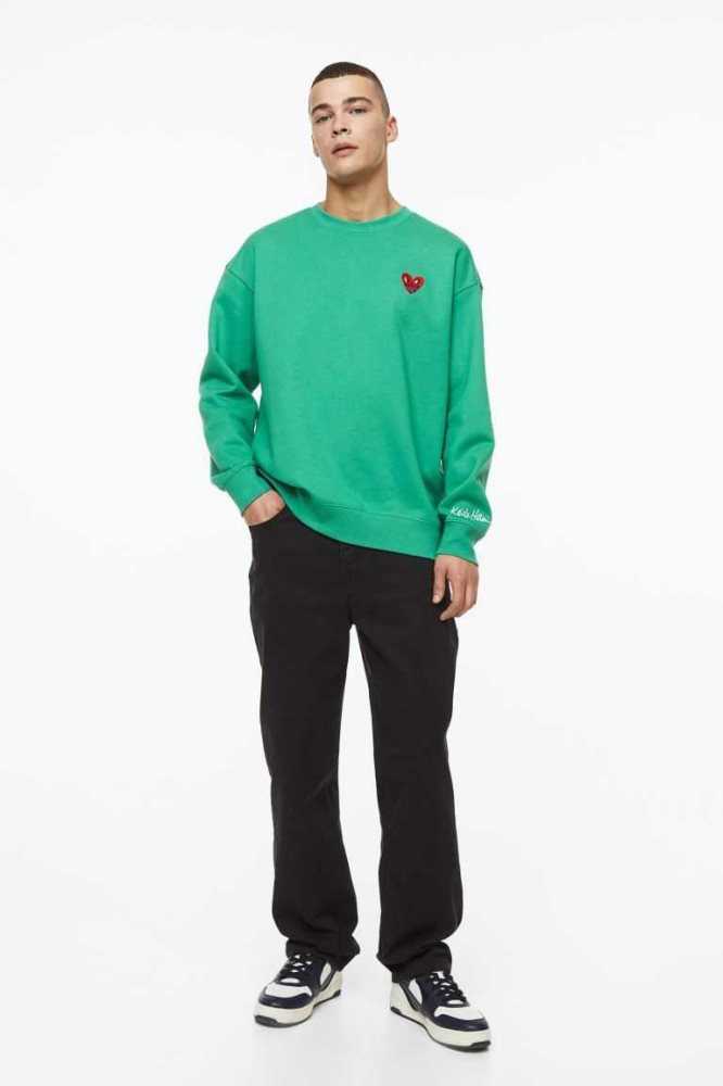 H&M Relaxed Fit Sweatshirt Herren Dunkeltürkis | 1307-JRSVI