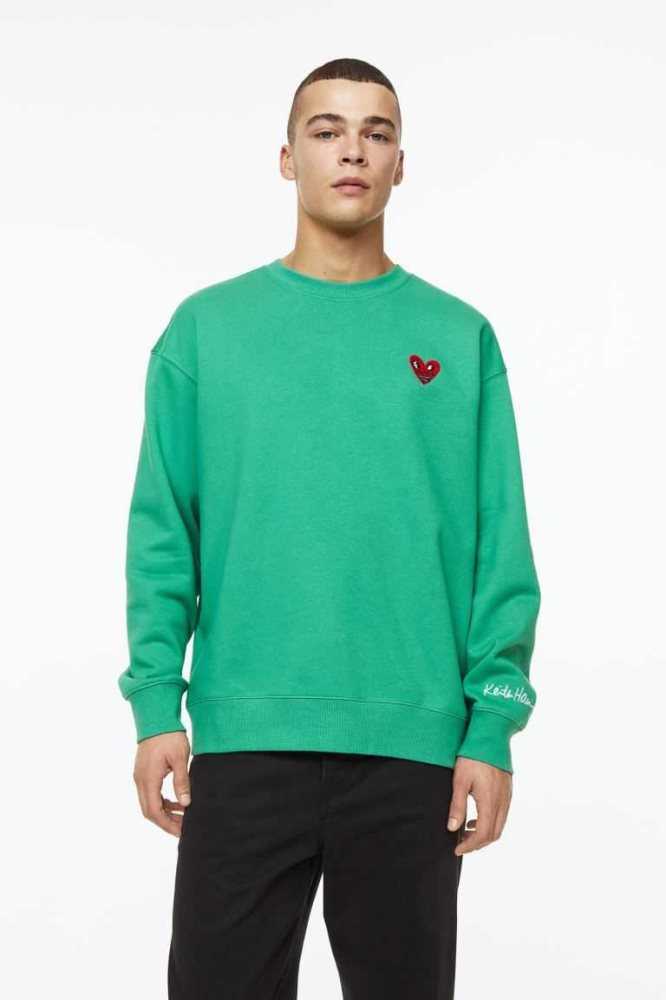 H&M Relaxed Fit Sweatshirt Herren Dunkeltürkis | 1307-JRSVI