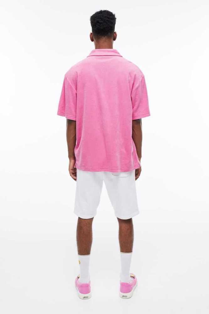 H&M Relaxed Fit Terry Polo T-shirts Herren Rosa | 4736-TMWOZ