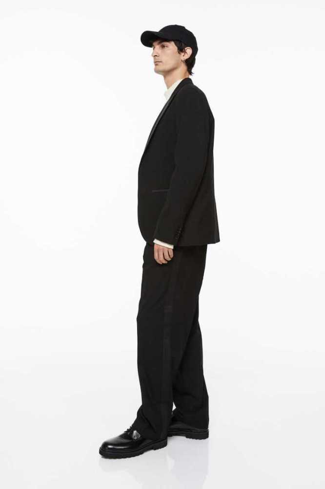 H&M Relaxed Fit Tuxedo Pants Blazer Herren Schwarz | 0479-GKBXJ