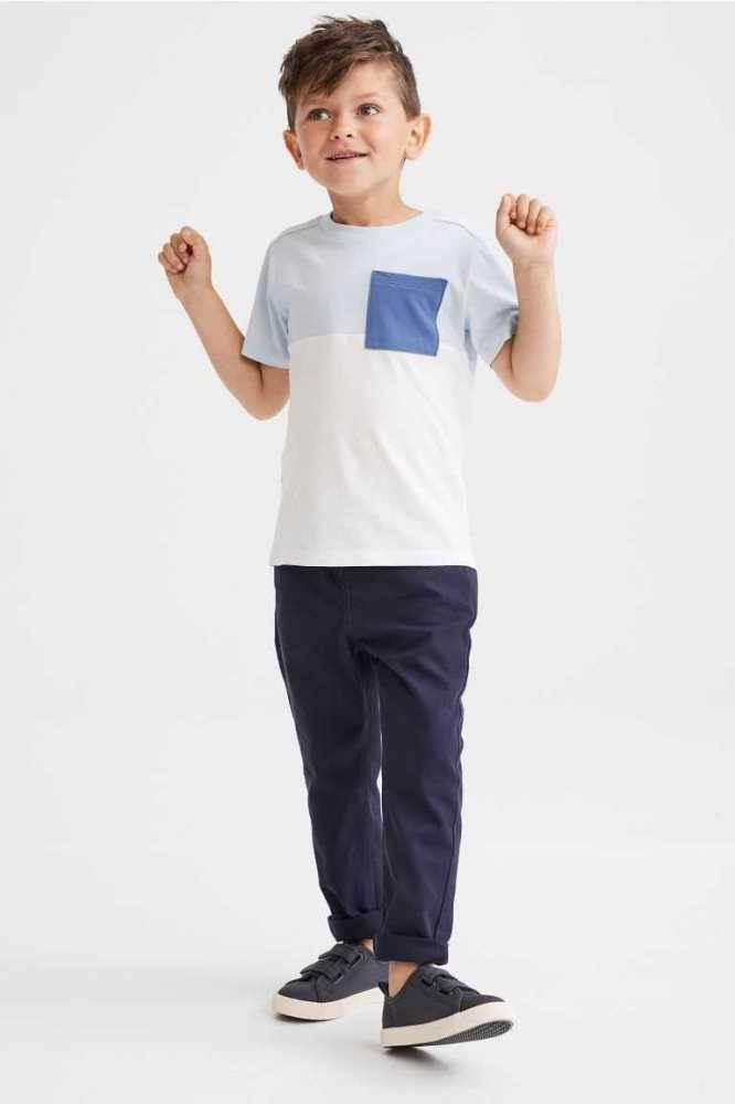 H&M Relaxed Fit Twill Hose Kinder Navy Blau | 4092-HWOPF