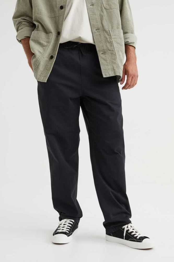 H&M Relaxed Fit Twill Pull-on Hose Herren Dunkelkhaki Grün | 7801-PREHV