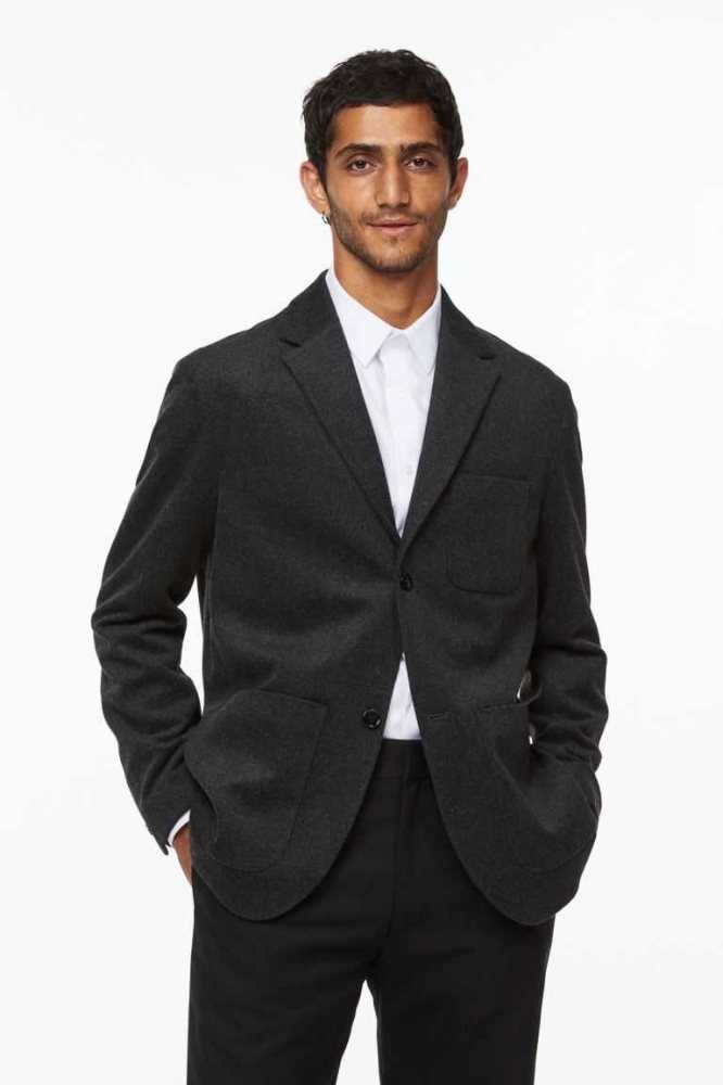 H&M Relaxed Fit Wolle-blend Unconstructed Jacket Blazer Herren Schwarz | 9217-PRNJK