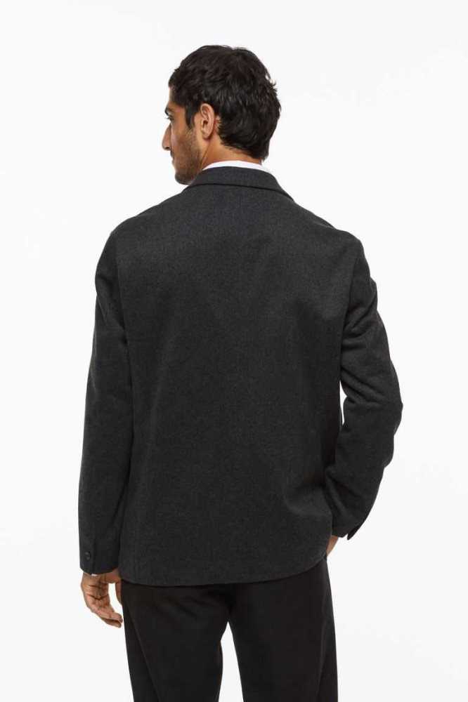 H&M Relaxed Fit Wolle-blend Unconstructed Jacket Blazer Herren Schwarz | 9217-PRNJK