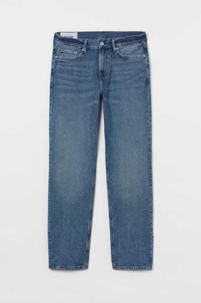 H&M Relaxed Jeans Herren Blau | 0258-FMQIK