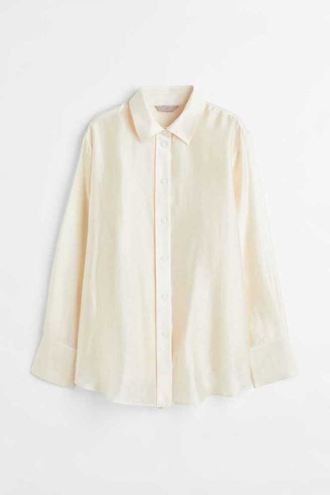 H&M Relaxed-fit shirt Bluse Damen Hellbeige | 1746-CMXLG