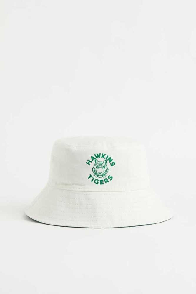 H&M Reversible Baumwoll Bucket Hüte Herren Grün | 3178-HYFVN