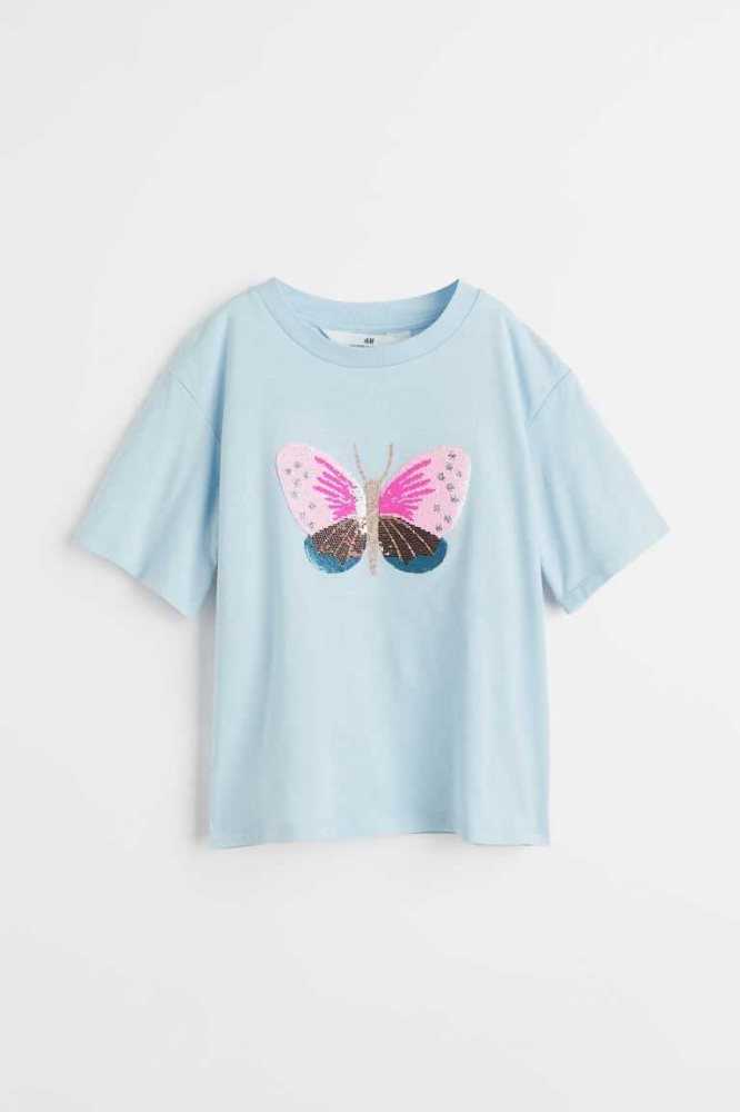 H&M Reversible sequin-motif Hemd Kinder Lila | 8731-NIJQH