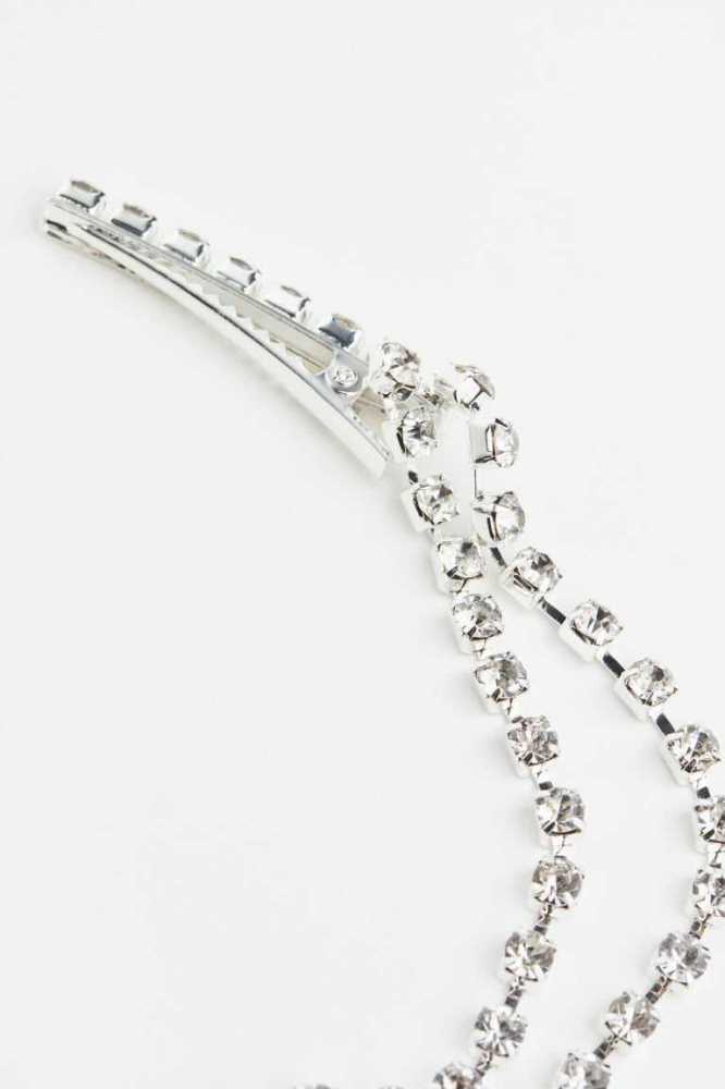 H&M Rhinestone Hair Clip Ausrüstungen Damen Silber | 3718-OQTBC