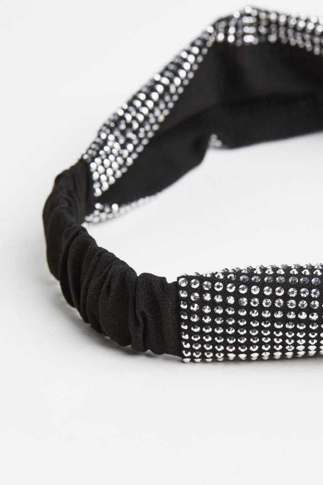 H&M Rhinestone Hairband Ausrüstungen Damen Schwarz | 2506-UPSVH