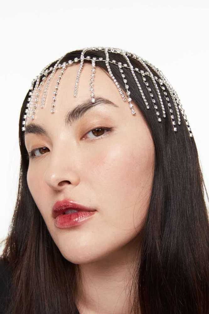 H&M Rhinestone-chain Pendant Headpiece Ausrüstungen Damen Silber | 6503-KVXSQ