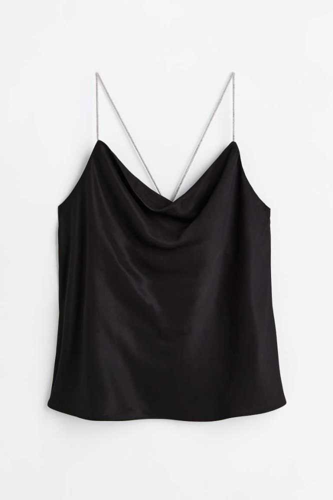 H&M Rhinestone-strap Satin Camisole Oberteile Damen Rot | 0812-DHSKV