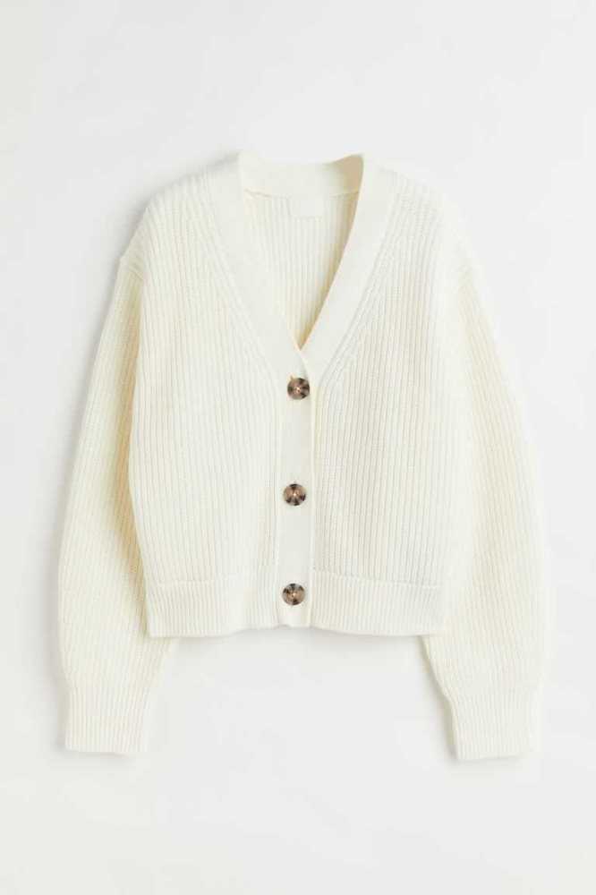 H&M Rib-knit Cardigan Pullover Damen Grün | 5813-GMAQL