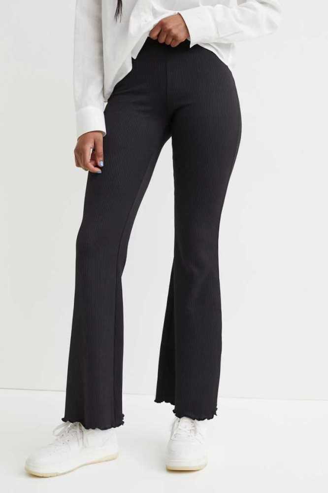 H&M Rib-knit Hose Damen Dunkelbraun | 0428-RKWXD