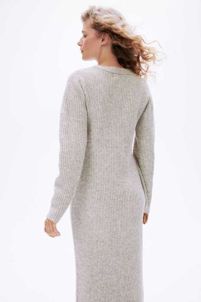 H&M Rib-knit Kleider Damen Beige | 3895-LZHSR