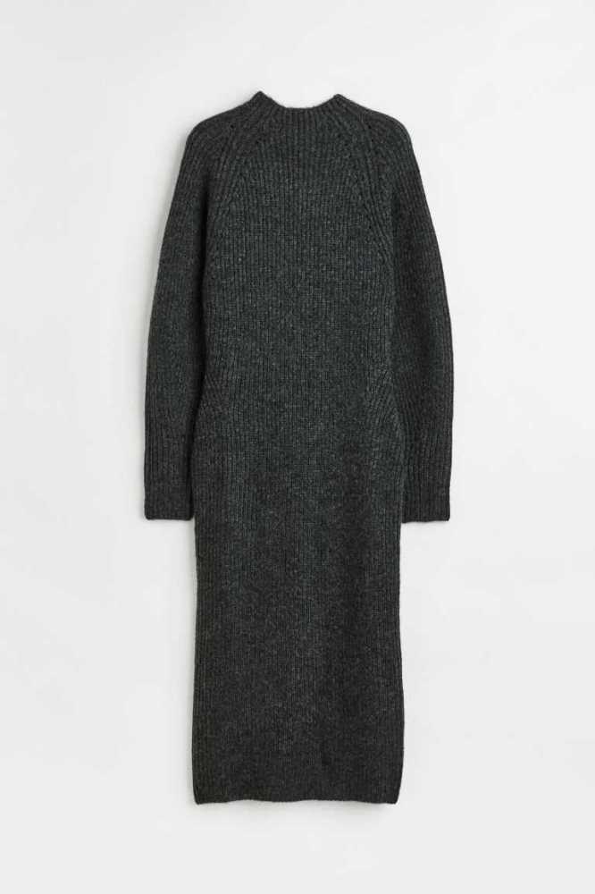 H&M Rib-knit Kleider Damen Dunkelgrau | 8304-OVFKR