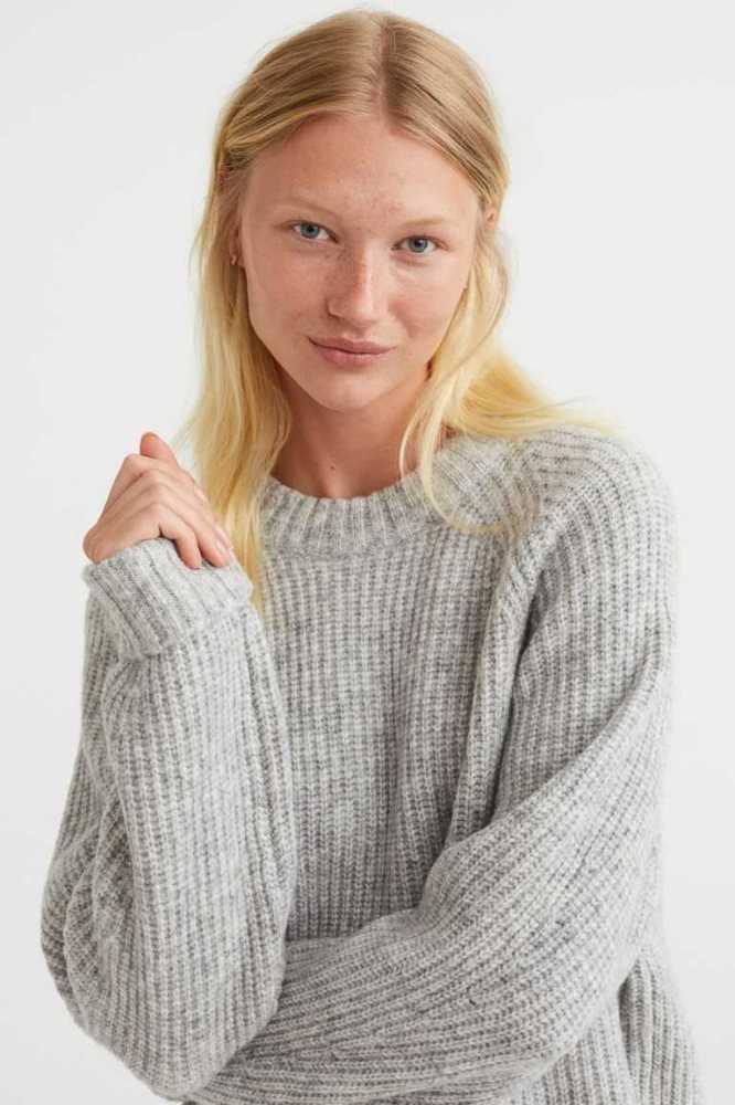 H&M Rib-knit Kleider Damen Hellgrau | 1983-BGVKL