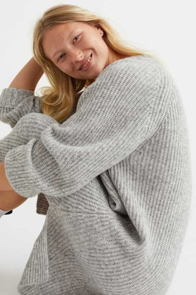 H&M Rib-knit Kleider Damen Hellolivgrün Grün | 3675-AZIJW