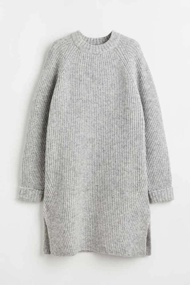 H&M Rib-knit Kleider Damen Hellolivgrün Grün | 3675-AZIJW