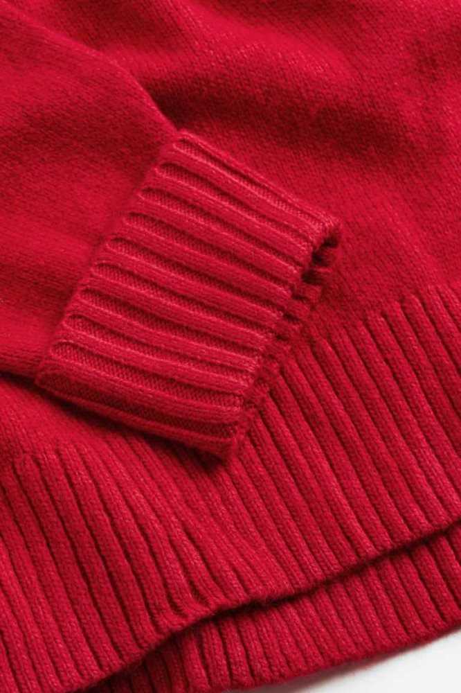 H&M Rib-knit Kleider Damen Rot | 3890-ILRFT