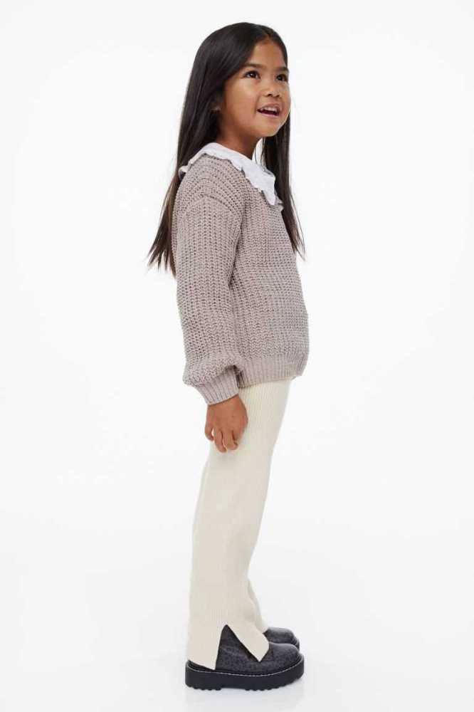 H&M Rib-knit Leggings Kinder Hellgrün | 0347-XUHJF