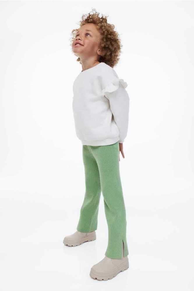 H&M Rib-knit Leggings Kinder Hellgrün | 0347-XUHJF