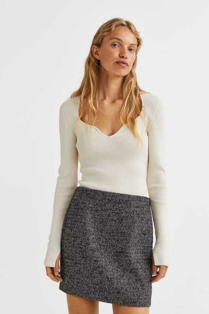 H&M Rib-knit Oberteile Damen Türkis | 6094-JFCRS