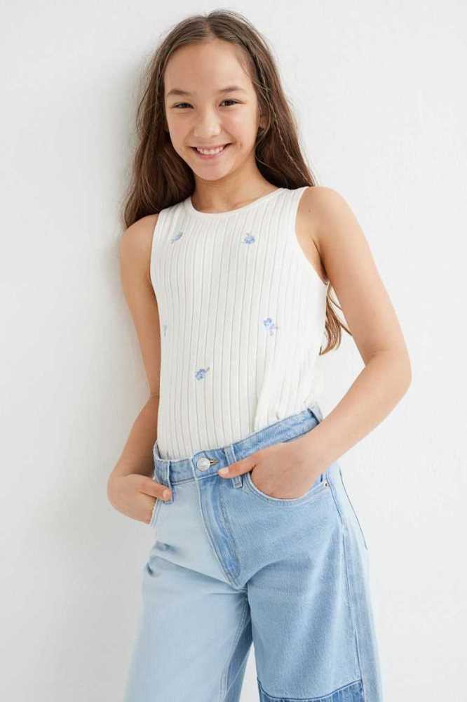 H&M Rib-knit Oberteile Kinder Helllila | 5716-ORWAQ