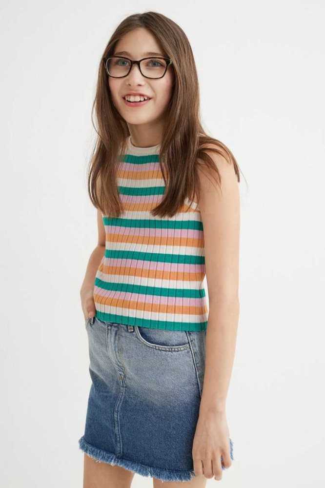 H&M Rib-knit Oberteile Kinder Orange | 1925-HSCLM