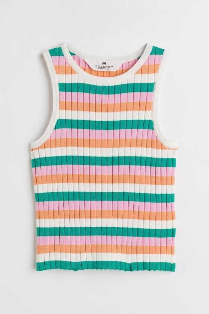 H&M Rib-knit Oberteile Kinder Orange | 1925-HSCLM