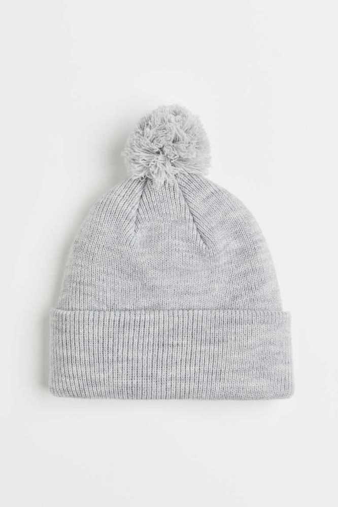 H&M Rib-knit Pompom Hüte Damen Hellrosa | 9685-CTOKG