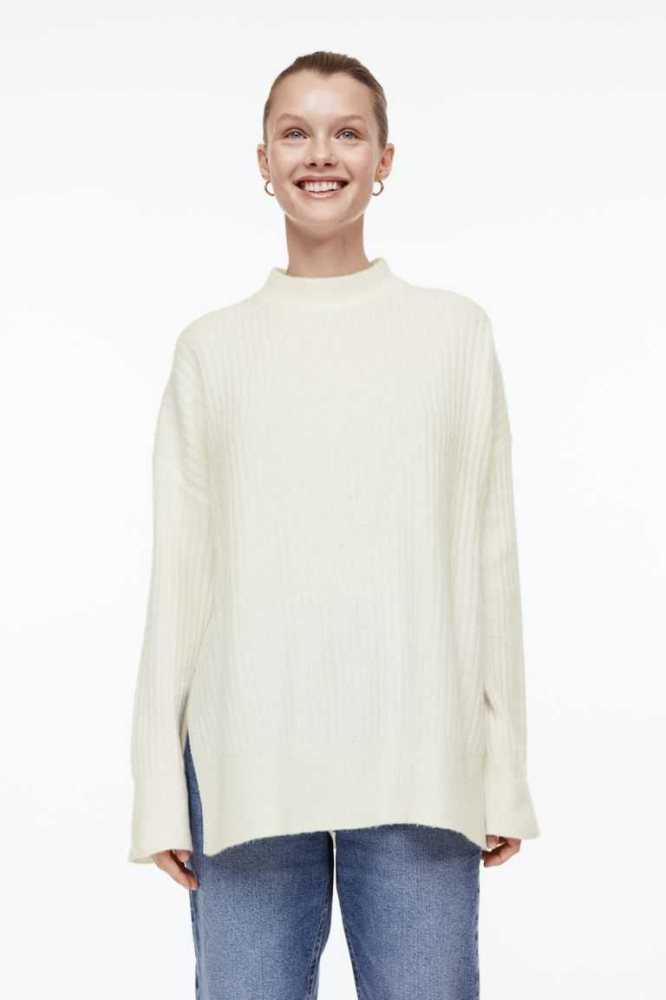 H&M Rib-knit Pullover Damen Beige | 1360-ILOXV