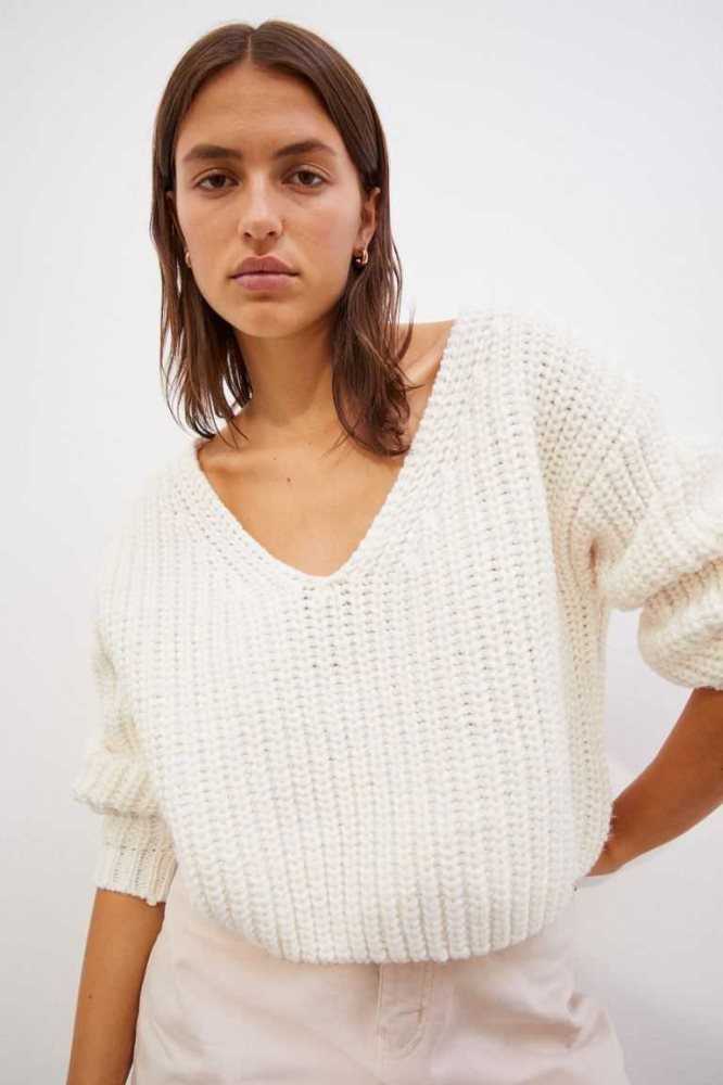 H&M Rib-knit Pullover Damen Dunkelgrün | 0183-UAJMO