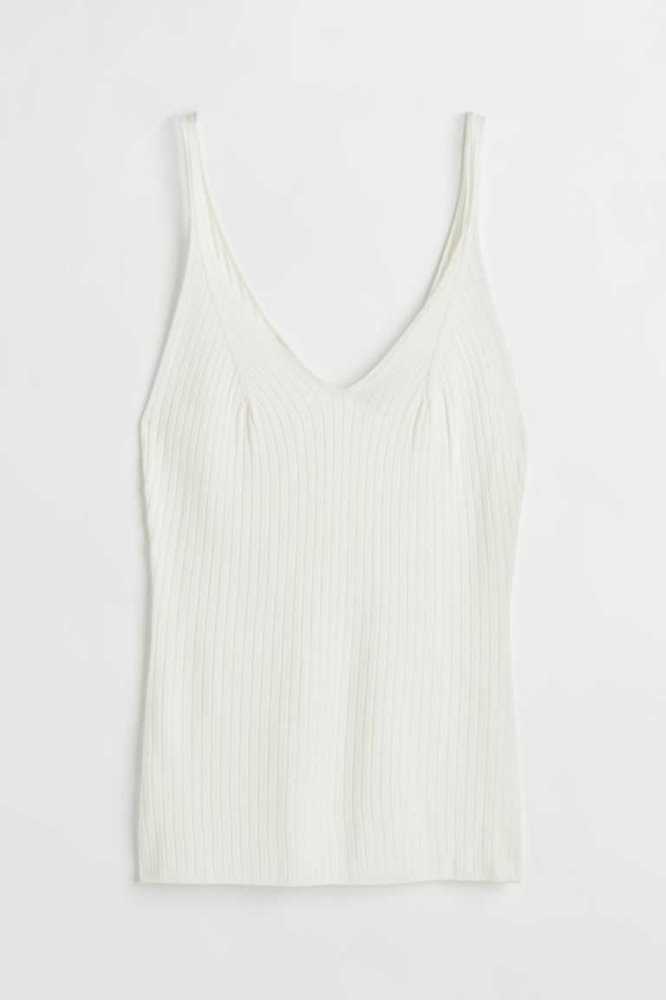 H&M Rib-knit Tank Oberteile Damen Blau | 2379-CNKOV