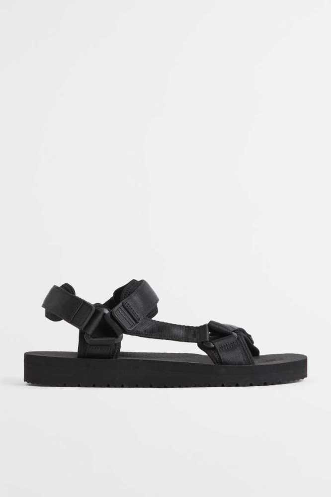 H&M Riemchen Sandalen Herren Schwarz | 8917-QUHCZ