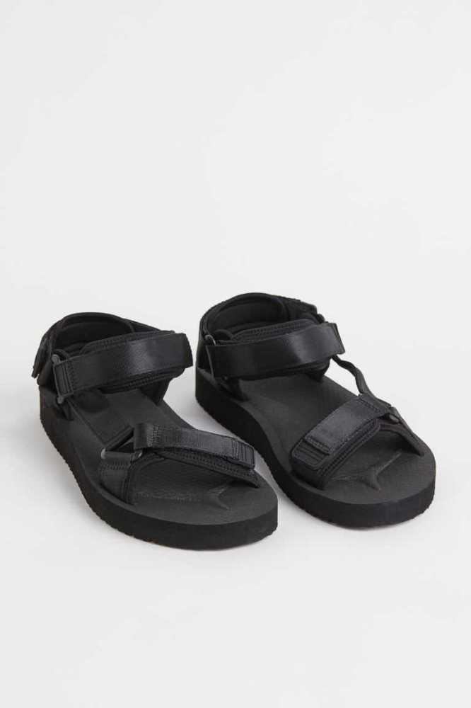 H&M Riemchen Sandalen Herren Schwarz | 8917-QUHCZ