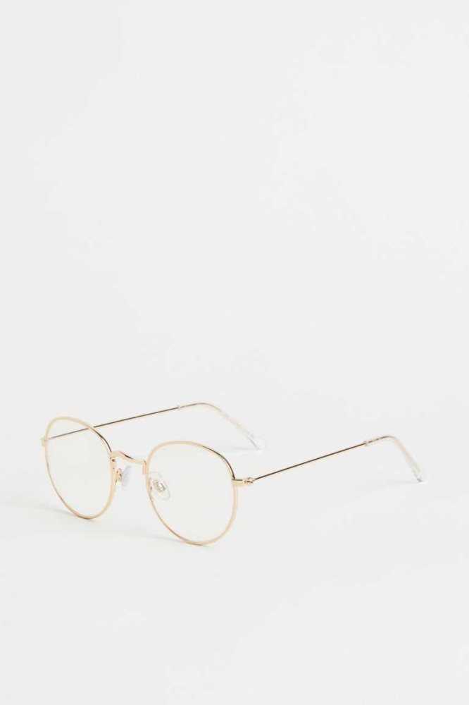 H&M Round Eyeglasses Brille Herren Gold | 7615-ADEMZ