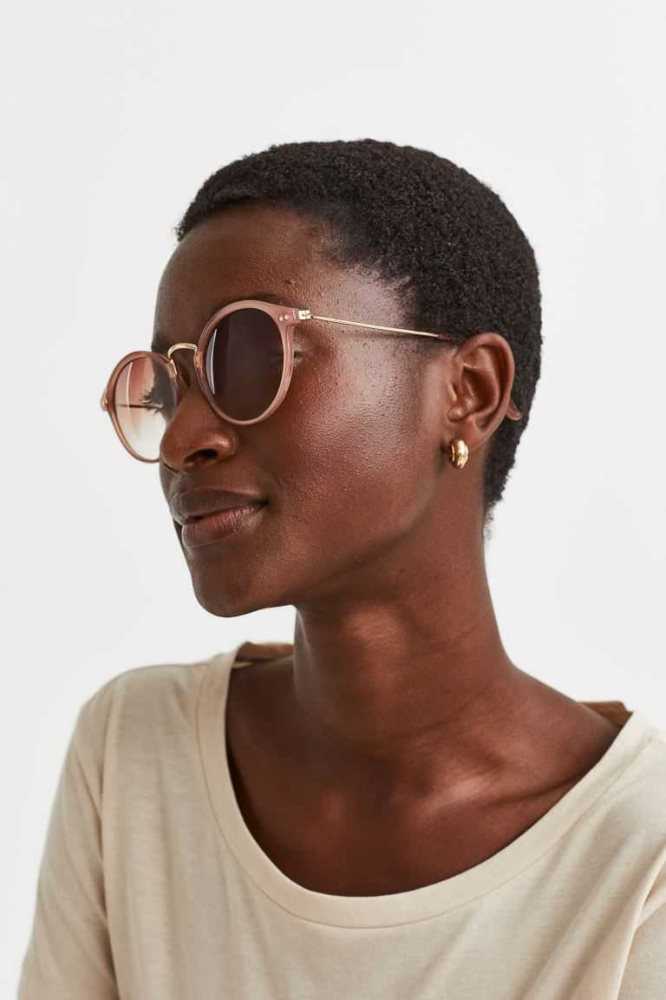 H&M Round Sonnenbrille Damen Hellrosa | 4053-GRUTL