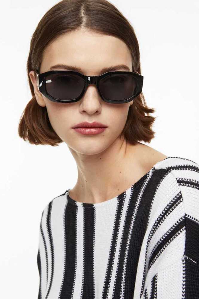 H&M Round Sonnenbrille Damen Schwarz | 4762-SMLJX