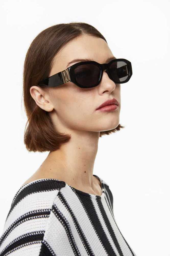 H&M Round Sonnenbrille Damen Schwarz | 4762-SMLJX