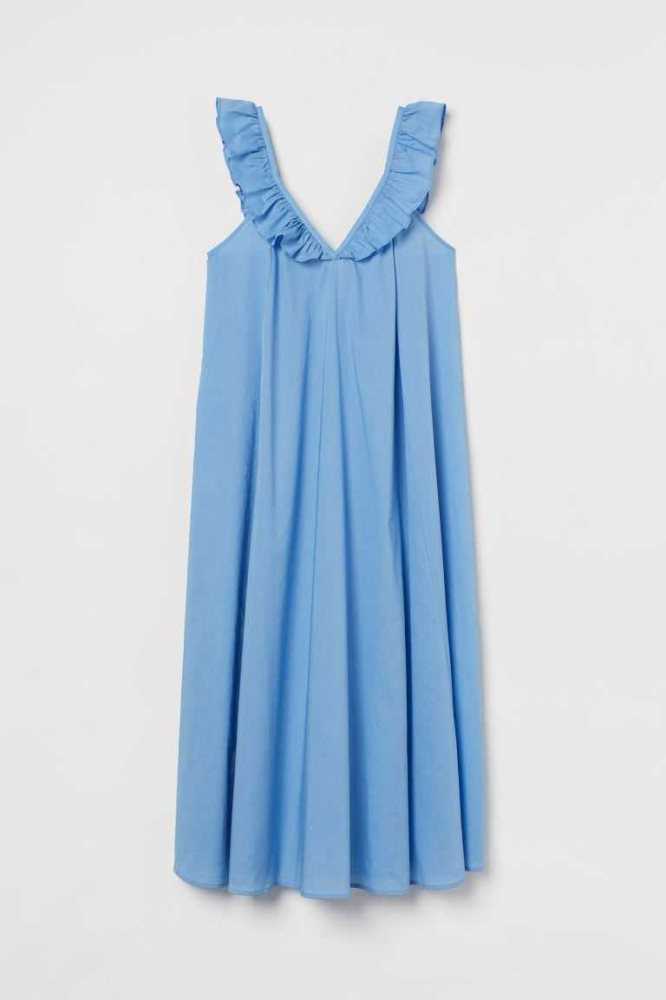 H&M Ruffle-detail Kleider Damen Hellgrün | 6049-QBUGO