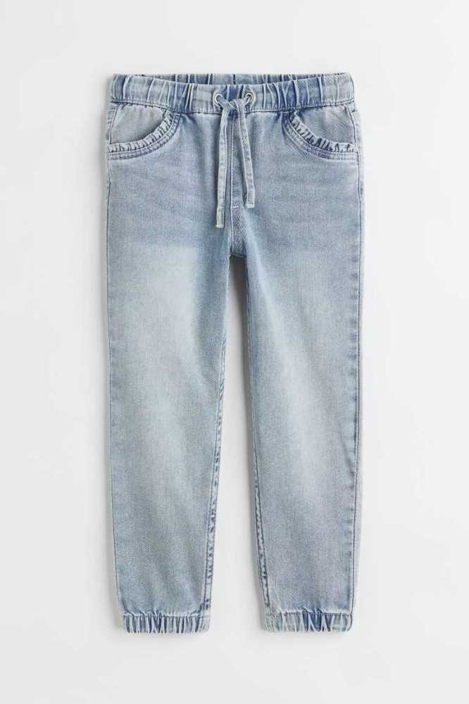 H&M Ruffle-trimmed Denim Jogginghose Kinder Blau | 0948-BMCYH